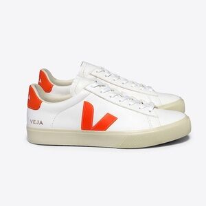 VEJA Campo Leather White Orange Fluo Sneakers - Size 6